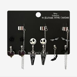 Disney Nightmare Before Christmas Black and Silver Earrings ( 6 pairs in total)